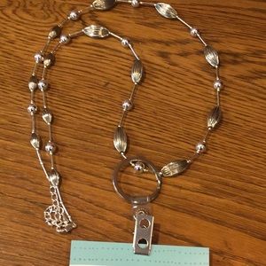 Silver Beaded Lanyard ID Badge Holder